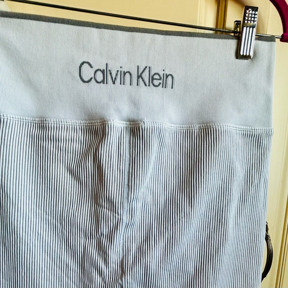 Calvin Klein Blue and White Striped High Rise Pants